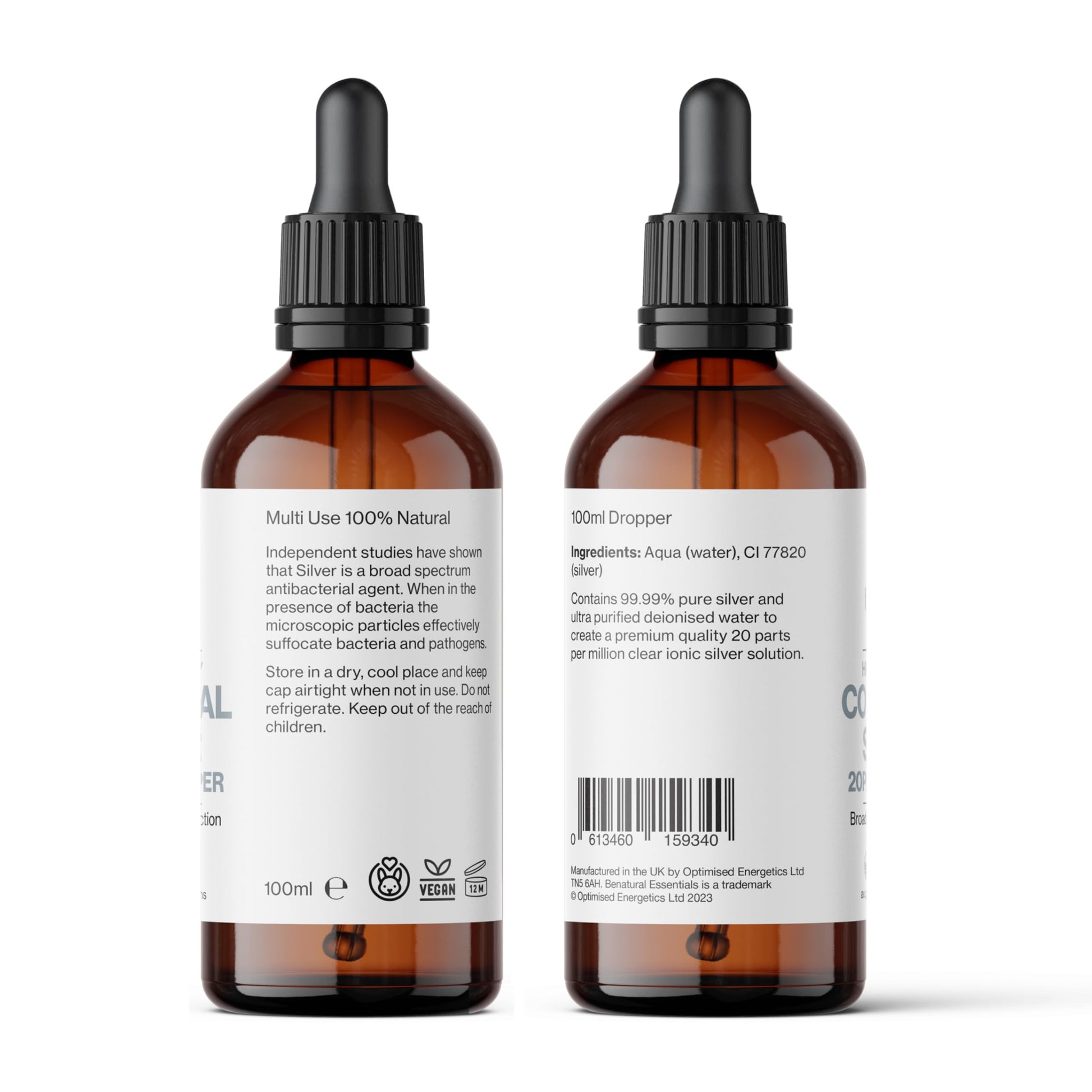 20PPM Colloidal Silver 100ml Dropper Bottle