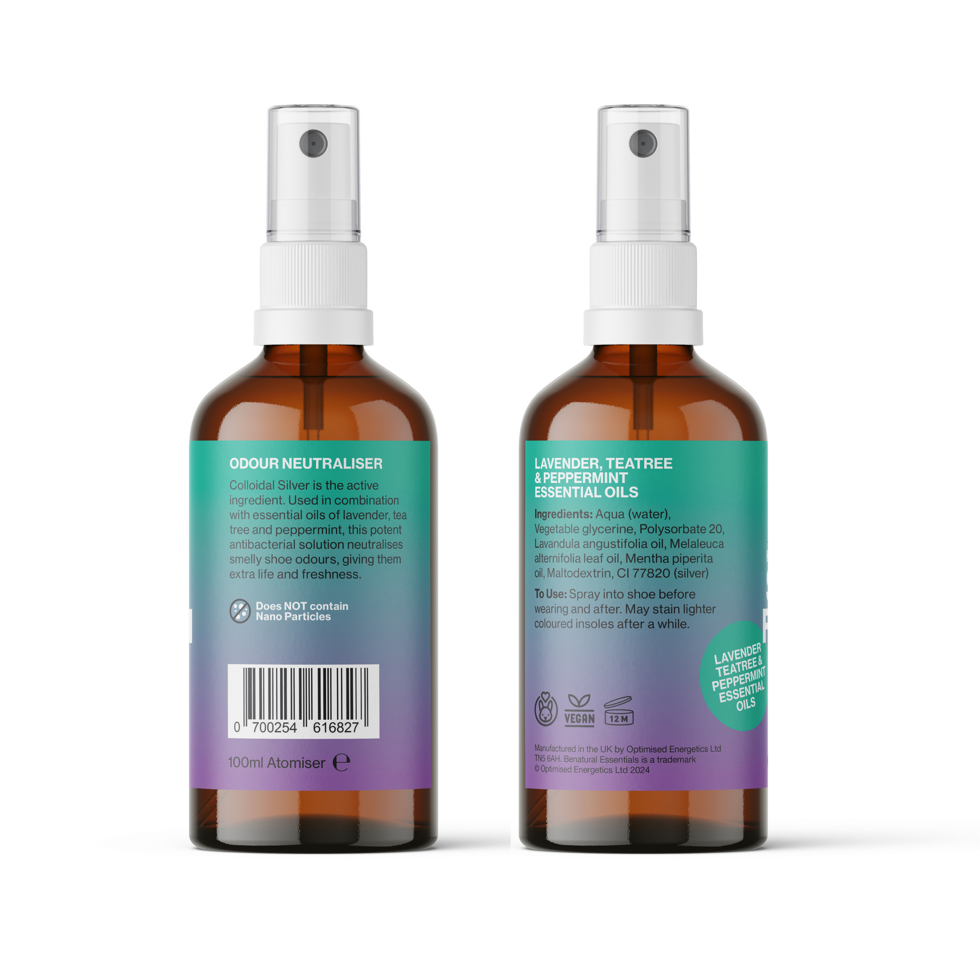 Shoe Fresh Zest Deodoriser with Lavender, Peppermint & Tea Tree Essential Oil 100ml